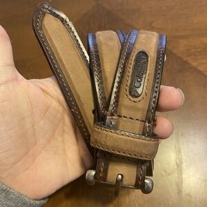 Columbia Sportswear Men's Brown Leather Belt Two Toned Size 46 XL EUC rugged